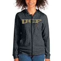 Women's Antigua Heathered Charcoal UCF Knights Absolute Wordmark Full-Zip Hoodie