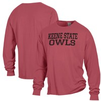 Men's ComfortWash Red Keene State Owls Garment Dyed Long Sleeve T-Shirt