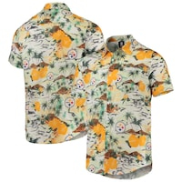 Men's FOCO Cream Pittsburgh Steelers Paradise Floral Button-Up Shirt