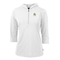 Women's Cutter & Buck White Albany State Golden Rams Virtue Eco Pique Half-Zip 3/4 Sleeve Pullover Hoodie