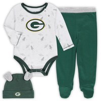 Newborn & Infant White/Green Green Bay Packers Dream Team Bodysuit Pants & Hat Set