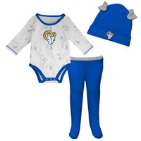 Newborn & Infant White/Royal Los Angeles Rams Dream Team Bodysuit Pants & Hat Set