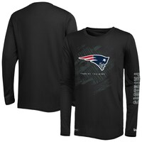 Men's New Era Black New England Patriots Combine Authentic Action Long Sleeve T-Shirt