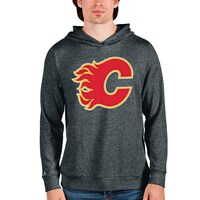 Men's Antigua Heathered Charcoal Calgary Flames Absolute Pullover Hoodie