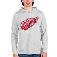 Men's Antigua Heathered Gray Detroit Red Wings Absolute Pullover Hoodie