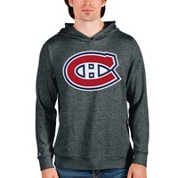 Men's Antigua Heathered Charcoal Montreal Canadiens Absolute Pullover Hoodie