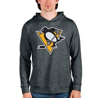 Men's Antigua Heathered Charcoal Pittsburgh Penguins Absolute Pullover Hoodie