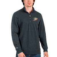 Men's Antigua Heathered Charcoal Anaheim Ducks Action Quarter-Zip Pullover Sweatshirt