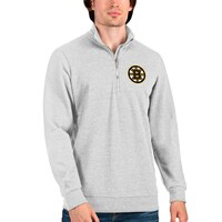 Men's Antigua Heathered Gray Boston Bruins Action Quarter-Zip Pullover Sweatshirt