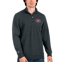 Men's Antigua Heathered Charcoal Montreal Canadiens Action Quarter-Zip Pullover Sweatshirt