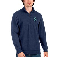 Men's Antigua Heathered Navy Seattle Kraken Action Quarter-Zip Pullover Sweatshirt