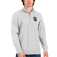 Men's Antigua Heathered Gray Seattle Kraken Action Quarter-Zip Pullover Sweatshirt