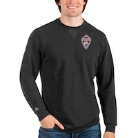 Men's Antigua Heathered Black Colorado Rapids Reward Crewneck Pullover Sweatshirt