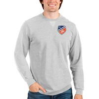Men's Antigua Heathered Gray FC Cincinnati Reward Crewneck Pullover Sweatshirt