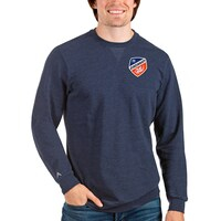Men's Antigua Heathered Navy FC Cincinnati Reward Crewneck Pullover Sweatshirt