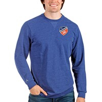 Men's Antigua Heathered Royal FC Cincinnati Reward Crewneck Pullover Sweatshirt