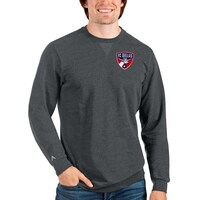 Men's Antigua Heathered Charcoal FC Dallas Reward Crewneck Pullover Sweatshirt