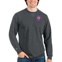 Men's Antigua Heathered Charcoal Orlando City SC Reward Crewneck Pullover Sweatshirt