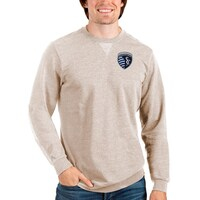 Men's Antigua Oatmeal Sporting Kansas City Reward Crewneck Pullover Sweatshirt