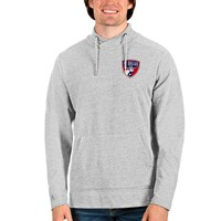 Men's Antigua Heathered Gray FC Dallas Reward Crossover Neckline Pullover Sweatshirt