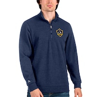 Men's Antigua Heathered Navy LA Galaxy Action Quarter-Zip Pullover Sweatshirt