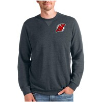 Men's Antigua Heathered Charcoal New Jersey Devils Reward Crewneck Pullover Sweatshirt
