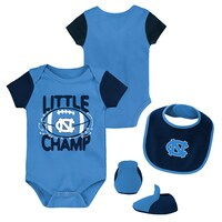 Newborn & Infant Carolina Blue/Navy North Carolina Tar Heels Little Champ Three-Piece Bodysuit Bib & Booties Set