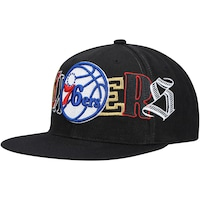 Men's Mitchell & Ness Black Philadelphia 76ers Hype Type Snapback Hat