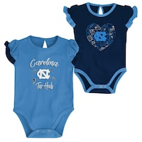 Girls Newborn & Infant Carolina Blue/Navy North Carolina Tar Heels Too Much Love Two-Piece Bodysuit Set