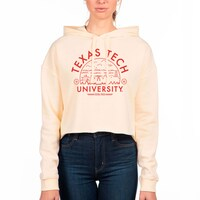 Women's Uscape Apparel Cream Texas Tech Red Raiders Fleece Cropped Pullover Hoodie