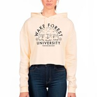 Women's Uscape Apparel Cream Wake Forest Demon Deacons Fleece Cropped Pullover Hoodie