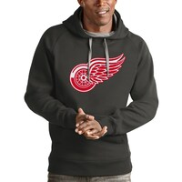 Men's Antigua Charcoal Detroit Red Wings Logo Victory Pullover Hoodie
