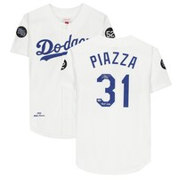 Mike Piazza Los Angeles Dodgers Autographed White Mitchell and Ness Cooperstown Collection Authentic Jersey with "HOF 2016" Inscription