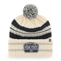 Men's '47 Natural Penn State Nittany Lions Hone Patch Cuffed Knit Hat with Pom