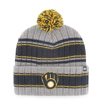 Men's '47 Gray Milwaukee Brewers Rexford Cuffed Knit Hat with Pom