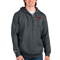 Men's Antigua Heathered Charcoal Texas Tech Red Raiders Action Quarter-Zip Pullover Hoodie