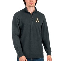 Men's Antigua Heathered Charcoal Appalachian State Mountaineers Action Quarter-Zip Pullover Sweatshirt