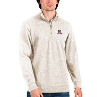 Men's Antigua Oatmeal Arizona Wildcats Action Quarter-Zip Pullover Sweatshirt
