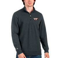 Men's Antigua Heathered Charcoal Virginia Tech Hokies Action Quarter-Zip Pullover Sweatshirt
