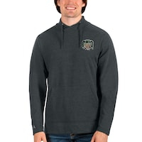 Men's Antigua Heathered Charcoal Ohio Bobcats Reward Crossover Neckline Pullover Sweatshirt