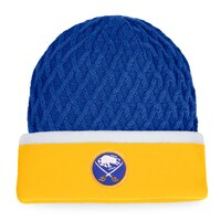 Men's Fanatics Branded Gold/Royal Buffalo Sabres Iconic Striped Cuffed Knit Hat