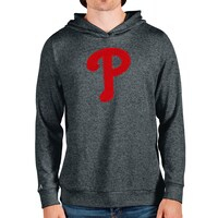 Men's Antigua Heathered Charcoal Philadelphia Phillies Team Logo Absolute Pullover Hoodie