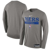 Men's Nike Heathered Gray Philadelphia 76ers 2022/23 Legend On-Court Practice Performance Long Sleeve T-Shirt