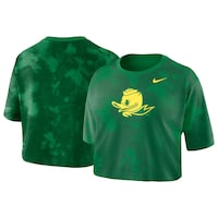 Women's Nike Green Oregon Ducks Tie-Dye Cropped T-Shirt