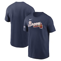 Men's Nike Navy Atlanta Braves 2022 Gold Program Wordmark T-Shirt