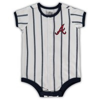 Newborn White/Navy Atlanta Braves Power Hitter Short Sleeve Bodysuit