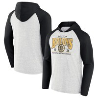 Men's Fanatics Branded Oatmeal/Black Boston Bruins Collision Course Raglan Pullover Hoodie