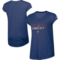 Women's Russell Heathered Navy Virginia Cavaliers Capped V-Neck T-Shirt