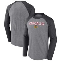 Men's Fanatics Branded Heather Gray/Black Chicago Blackhawks Special Edition 2.0 Long Sleeve Raglan T-Shirt