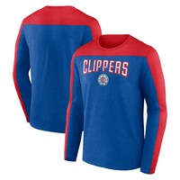 Men's Fanatics Branded Heather Royal LA Clippers Colorblock Long Sleeve T-Shirt